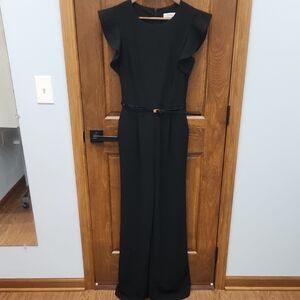 Calvin Klein Black Jumpsuit with Cap Sleeves and Wide-Leg Design